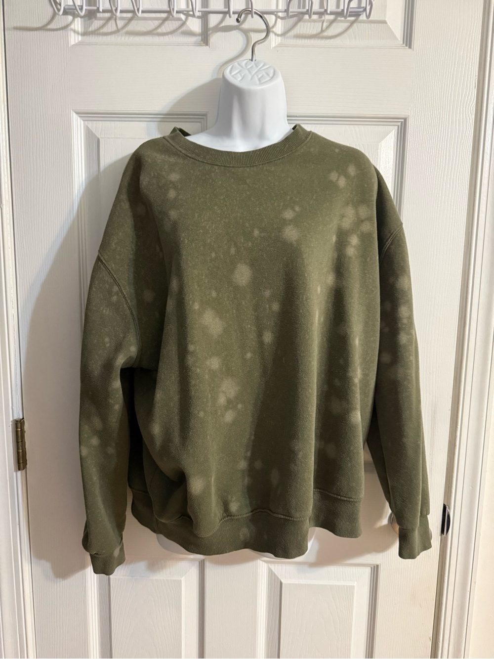 wild fable Olive Green Crewneck Sweatshirt with Faded Spot Detail